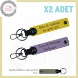 MiaWiki Plaka & İsimli Deri Anahtarlık 2'li Takım, Standart, MH-KAN-MT-11887x2, Mor Menekşe-Sarı-gri, üniseks-yetişkin