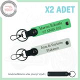 MiaWiki Plaka ve İsim Yazılı 2'li Deri Anahtarlık Seti, Standart, MH-KAN-MT-11492x2, Beyaz-Fıstık Yeşil-siyah, üniseks-yetişkin