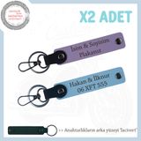MiaWiki Plaka ve İsim Yazılı 2'li Deri Anahtarlık, Standart, MH-KAN-MT-11857x2, Mor Menekşe-Gök Mavi-lacivert, üniseks-yetişkin