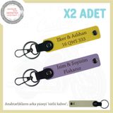 MiaWiki Plaka ve İsim Yazılı Deri Anahtarlık, Standart, MH-KAN-MT-11890x2, Mor Menekşe-Sarı-sütlü kahve, üniseks-yetişkin