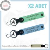 MiaWiki Plaka ve İsim Yazılı Özel Üretim Anahtarlık, Standart, MH-KAN-MT-12314x2, Yeşil-Gök Mavi-sütlü kahve, üniseks-yetişkin