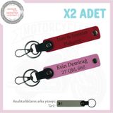 MiaWiki Plaka ve İsimle Kişiye Özel Anahtarlık, Standart, MH-KAN-MT-11762x2, Kırmızı-Pembe-gri, üniseks-yetişkin
