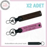 MiaWiki Plaka ve İsimle Özel Deri Anahtarlık, Standart, MH-KAN-MT-11564x2, Koyu Kahve-Pembe-siyah, üniseks-yetişkin