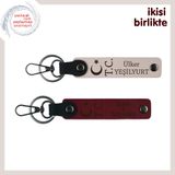 MiaWiki Pudra-Bordo TC ve Ay Yıldız Deri Anahtarlık, Tek Ebat, MH-KAN-32986x2, pudra-bordo, üniseks-yetişkin