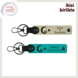 MiaWiki Sevgilinize Özel İsimli Anahtarlık Takımı, Standart, MH-KAN-34848x2, sütlü kahve-koyu turkuaz, üniseks-yetişkin