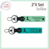 MiaWiki Sevgiliye Futbol Temalı Anahtarlık Seti, Standart, MH-KAN-39313x2, açık yeşil-koyu turkuaz, erkek