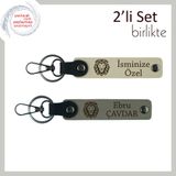 MiaWiki Sevgiliye Kişisel Deri Anahtarlık, Standart, MH-KAN-38493x2, sütlü kahve-kül gri, erkek