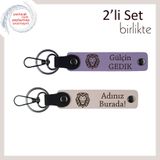 MiaWiki Sevgiliye Kişisel Deri Set Anahtarlık, Standart, MH-KAN-38408x2, mor menekşe-pudra, erkek