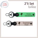 MiaWiki Sevgiliye Kişisel Hediye Anahtarlık, Standart, MH-KAN-38948x2, fıstık yeşil-pudra, erkek