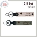MiaWiki Sevgiliye Kişisel İsimli Anahtarlık Hediye, Standart, MH-KAN-39206x2, pudra-kül gri, erkek