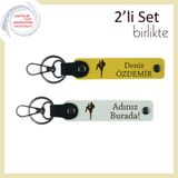 MiaWiki Sevgiliye Kişisel İsimli Anahtarlık Takım, Standart, MH-KAN-39218x2, sarı-beyaz, erkek