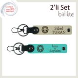 MiaWiki Sevgiliye Kişisel Yazılı Anahtarlık, Tek Ebat, MH-KAN-38501x2, sütlü kahve-turkuaz, erkek