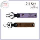 MiaWiki Sevgiliye Özel Yazılabilir Anahtarlık, Standart, MH-KAN-39144x2, mor menekşe-açık kahve, erkek