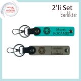 MiaWiki Sevgiliye Uygun Deri Takım Anahtarlık, Standart, MH-KAN-38349x2, koyu turkuaz-kül gri, erkek