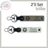 MiaWiki Sevgiliye Uygun Kişisel Set Anahtarlık, Standart, MH-KAN-38361x2, kül gri-beyaz, erkek