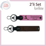 MiaWiki Sevgiliye Yazı Eklenebilir Anahtarlık, Standart, MH-KAN-39510x2, pembe-koyu kahve, erkek