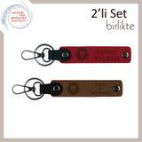 MiaWiki Sevgiliye Yazılabilir Deri Anahtarlık Takım, Standart, MH-KAN-38377x2, kırmızı-açık kahve, üniseks-yetişkin