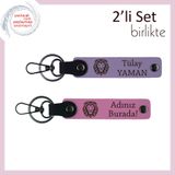 MiaWiki Şık 2'li Deri Anahtarlık Kaplan Motifli, Standart, MH-KAN-38407x2, mor menekşe-pembe, erkek