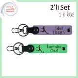 MiaWiki Sporcu Arkadaşa 2'li Deri Anahtarlık, Standart, MH-KAN-39472x2, mor menekşe-fıstık yeşil, üniseks-yetişkin