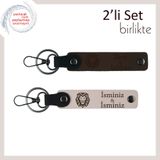 MiaWiki Tarzına Özgün İsim Yazılı Anahtarlık, Standart, MH-KAN-38336x2, koyu kahve-pudra, erkek