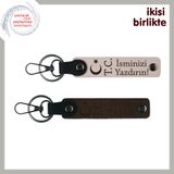 MiaWiki TC Ay Yıldız İsme Özel Deri Anahtarlık Takımı, Standart, MH-KAN-32989x2, pudra-koyu kahve, üniseks-yetişkin