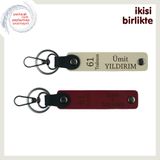 MiaWiki Trabzon 61 Temalı Deri Anahtarlık 2'li Set, Tek Ebat, MH-KAN-61-373x2, sütlü kahve-bordo, üniseks-yetişkin