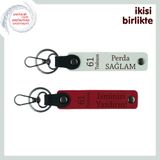 MiaWiki Trabzon 61 Yazılı İsme Özel Deri Anahtarlık, Standart, MH-KAN-61-145x2, beyaz-kırmızı, üniseks-yetişkin