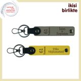 MiaWiki Trabzonlu Nişanlıya 61 Yazılı Deri Anahtarlık Takımı, Standart, MH-KAN-61-258x2, kül gri-sarı, üniseks-yetişkin