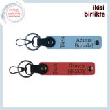 MiaWiki Türk Yazılı 2'li Anahtarlık Seti, Tek Ebat, MH-KAN-34348x2, gök mavi-nar çiçeği, üniseks-yetişkin