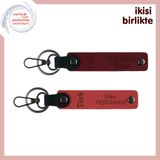MiaWiki Türk Yazılı 2'li Deri Anahtarlık Takımı, Standart, MH-KAN-34312x2, bordo-nar çiçeği, üniseks-yetişkin