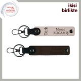 MiaWiki Türk Yazılı İsme Özel Deri Anahtarlık Seti, Standart, MH-KAN-34487x2, pudra-koyu kahve, üniseks-yetişkin