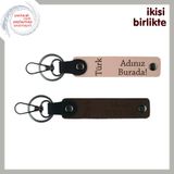 MiaWiki Türk Yazısı Desenli Kişiye Özel Anahtarlık, Standart, MH-KAN-34559x2, yavru ağzı-koyu kahve, üniseks-yetişkin