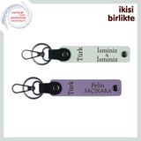 MiaWiki Türk Yazısı Temalı 2'li Kişisel İsimli Anahtarlık, Standart, MH-KAN-34293x2, beyaz-mor menekşe, üniseks-yetişkin