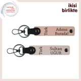MiaWiki Türk Yazısı Temalı İsme Özel Deri Anahtarlık, Standart, MH-KAN-34566x2, yavru ağzı-pudra, üniseks-yetişkin