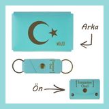 Miawiki Turkuaz, Ayyıldız Desenli, Isme Özel Cüzdan ve Anahtarlık Set, Değer Verdiğine Eşsiz Bir