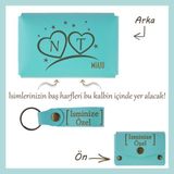Miawiki Turkuaz, Sevgilinize En Romantik Sürpriz! Harf ve Kalp Motifli Isme Özel Cüzdan ve Anahtarlık Seti