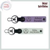 MiaWiki Üç Ayyıldız İsim Yazılı 2'li Anahtarlık Seti, Standart, MH-KAN-32283x2, mor menekşe-beyaz, üniseks-yetişkin