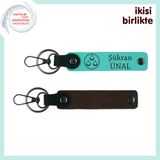 MiaWiki Üç Ayyıldız Temalı Deri Anahtarlık Çift Set, Standart, MH-KAN-32395x2, turkuaz-koyu kahve, üniseks-yetişkin