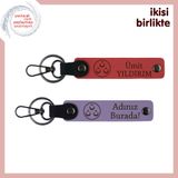 MiaWiki Üç Ayyıldız Temalı Kişisel Deri Anahtarlık, Standart, MH-KAN-32309x2, nar çiçeği-mor menekşe, üniseks-yetişkin