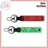 MiaWiki Üç Ayyıldızlı İsim Yazılı 2'li Anahtarlık Seti, Standart, MH-KAN-32303x2, nar çiçeği-fıstık yeşil, üniseks-yetişkin