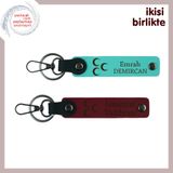 MiaWiki Üç Hilal Desenli İsme Özel Deri Anahtarlık Seti, 11.5 cm x 2.3 cm, MH-KAN-34214x2, turkuaz-bordo, üniseks-yetişkin