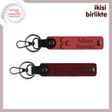 MiaWiki Üç Hilal Desenli Kişiye Özel Anahtarlık Seti, 11.5 cm x 2.3 cm, MH-KAN-34124x2, nar çiçeği-bordo, üniseks-yetişkin