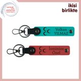 MiaWiki Üç Hilal Kişiye Özel 2'li Anahtarlık Takımı, Standart, MH-KAN-33959x2, koyu turkuaz-nar çiçeği, üniseks-yetişkin
