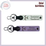 MiaWiki Üç Hilal Temalı 2'li Kişisel İsimli Anahtarlık, Standart, MH-KAN-33868x2, beyaz-mor menekşe, üniseks-yetişkin