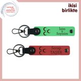 MiaWiki Üç Hilal Temalı İsimli 2'li Anahtarlık Seti, Standart, MH-KAN-33905x2, fıstık yeşil-nar çiçeği, üniseks-yetişkin