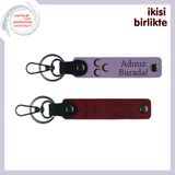 MiaWiki Üç Hilal Temalı İsme Özel Anahtarlık Seti, Standart, MH-KAN-34106x2, mor menekşe-bordo, üniseks-yetişkin