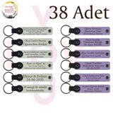 MiaWiki Üzerine İsim Yazılan Deri Anahtarlık 38'li Set, Standart, MH-KAN9044X38, Beyaz & Mor Menekşe, üniseks-yetişkin