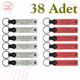 MiaWiki Üzerine İsim Yazılan Deri Anahtarlık 38'li Set, Standart, MH-KAN9045X38, Beyaz & Nar Çiçeği, üniseks-yetişkin
