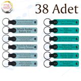 MiaWiki Üzerine İsim Yazılan Deri Anahtarlık 38'li Set, Standart, MH-KAN9064X38, Gök Mavi & Koyu Turkuaz, üniseks-yetişkin