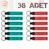 MiaWiki Üzerine İsim Yazılan Deri Anahtarlık 38'li Set, Standart, MH-KAN9078X38, Koyu Turkuaz & Nar Çiçeği, üniseks-yetişkin